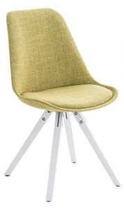 Židle Lona látkový potah / podnož hranatá bílá, zelená