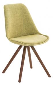 Židle Lona látkový potah / podnož kulatá ořech, zelená