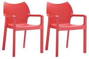 2 ks SET židle stohovatelná DIVA, červená
