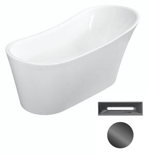 Besco Akrylátová volně stojící vana Calima 170x74 Barva: Bílá, Rozměry (cm): 170x74, Typ a barva výpustě: Click-Clack s přepadem, grafit