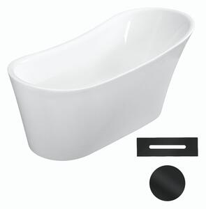 Besco Akrylátová volně stojící vana Calima 170x74 Barva: Bílá, Rozměry (cm): 170x74, Typ a barva výpustě: Click-Clack s přepadem, černá