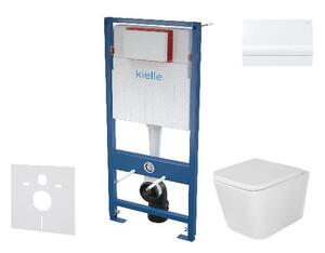 Kielle Genesis - Set předstěnové instalace, klozetu Arkas I, sedátka softclose a tlačítka Gemini I, lesklá bílá 30505SS38