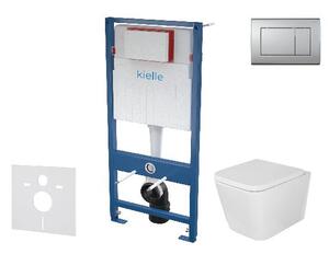 Kielle Genesis - Set předstěnové instalace, klozetu Arkas I, sedátka softclose a tlačítka Gemini III, matný chrom 30505SS35