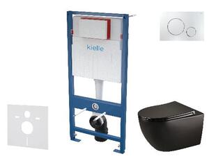 Kielle Genesis - Set předstěnové instalace, klozetu Gaia, sedátka softclose a tlačítka Gemini II, lesklý chrom 30505SS47