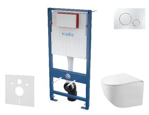 Kielle Genesis - Set předstěnové instalace, kompaktního klozetu Gaia, sedátka softclose a tlačítka Gemini II, lesklý chrom 30505SS61