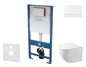 Kielle Genesis - Set předstěnové instalace, kompaktního klozetu Gaia, sedátka softclose a tlačítka Gemini I, lesklá bílá 30505SS59