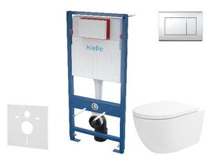 Kielle Genesis - Set předstěnové instalace, klozetu Oudee Vortex, sedátka softclose a tlačítka Gemini III, lesklý chrom 30505SS76