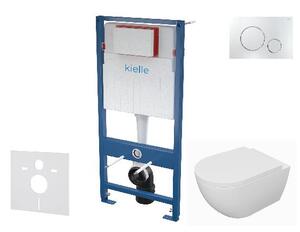 Kielle Genesis - Set předstěnové instalace, klozetu Oudee, sedátka softclose a tlačítka Gemini II, lesklý chrom 30505SS68
