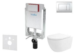 Kielle Genesis - Set předstěnové instalace, klozetu Oudee Vortex, sedátka softclose a tlačítka Gemini III, lesklý chrom 30505SZ76