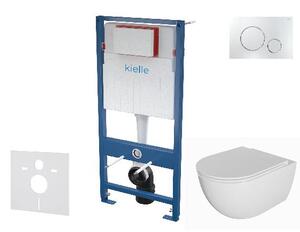 Kielle Genesis - Set předstěnové instalace, klozetu Oudee, sedátka softclose a tlačítka Gemini II, lesklý chrom 30505SS75