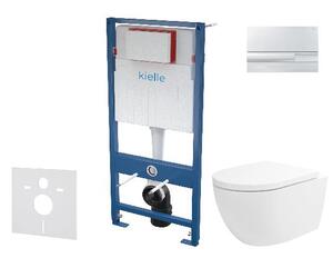 Kielle Genesis - Set předstěnové instalace, klozetu Oudee Vortex, sedátka softclose a tlačítka Gemini I, lesklý chrom 30505SS80