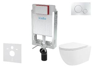 Kielle Genesis - Set předstěnové instalace, klozetu Oudee Vortex, sedátka softclose a tlačítka Gemini II, lesklý chrom 30505SZ92