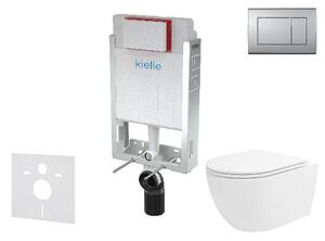 Kielle Genesis - Set předstěnové instalace, klozetu Oudee Vortex, sedátka softclose a tlačítka Gemini III, matný chrom 30505SZ86