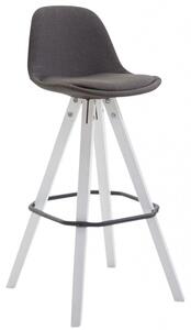 Barová židle Franklin látkový potah, podnož hranatá bílá (buk), tmavě šedá