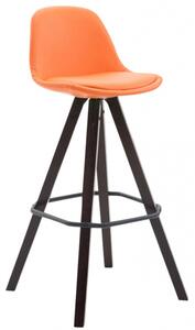 Barová židle Franklin čalounění syntetická kůže, podnož hranatá Cappuccino (buk), oranžová