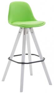 Barová židle Franklin čalounění syntetická kůže, podnož hranatá bílá (buk), zelená