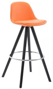 Barová židle Franklin čalounění syntetická kůže, podnož kulatá černá (buk), oranžová