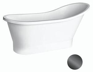 Besco Volně stojící vana z litého mramoru Gloria Matt 150x67 (160x67,5) Barva: Bílá, Rozměry (cm): 160x67,5, Typ a barva výpustě: Click-Clack s horním čištěním, grafit