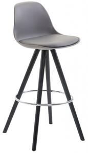 Barová židle Franklin syntetická kůže, podnož kulatá černá (buk), šedá