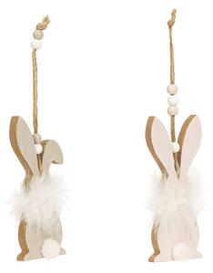 Závěsný dřevěný zajíček FLUFFY BUNNY 12 cm - více variant