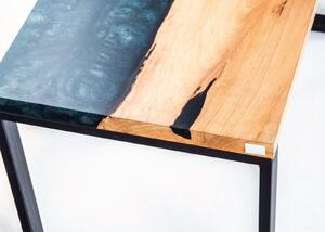 Stůl Thunder ořech epoxy kovová s práškovým černým a lesklým lakem stoly konferenční stůl olej