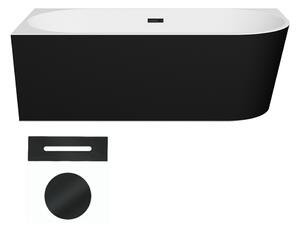 Besco Akrylátová volně stojící rohová vana Zoya BW 150x75 (170x80) bílá/černá Rozměry (cm): 170x80, Typ a barva výpustě: Click-Clack s přepadem, černá, Orientace: Levá