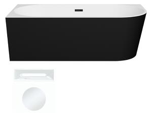 Besco Akrylátová volně stojící rohová vana Zoya BW 150x75 (170x80) bílá/černá Rozměry (cm): 170x80, Typ a barva výpustě: Click-Clack s přepadem, bílá, Orientace: Levá