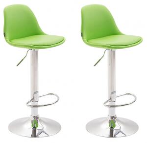 2 ks / set barová židle Kiel čalounění syntetická kůže, chrom, zelená