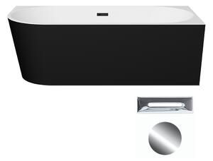 Besco Akrylátová volně stojící rohová vana Zoya BW 150x75 (170x80) bílá/černá Rozměry (cm): 150x75, Typ a barva výpustě: Click-Clack s přepadem, chrom, Orientace: Pravá
