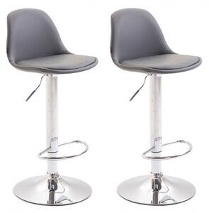 2 ks / set barová židle Kiel čalounění syntetická kůže, chrom, šedá