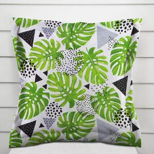 Biante Bavlněný povlak na polštář s lemem Sandra SA-175 Zelené listy Monstera 30 x 50 cm
