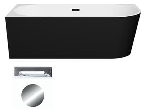 Besco Akrylátová volně stojící rohová vana Zoya BW 150x75 (170x80) bílá/černá Rozměry (cm): 150x75, Typ a barva výpustě: Click-Clack s přepadem, chrom, Orientace: Levá