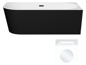 Besco Akrylátová volně stojící rohová vana Zoya BW Matt 150x75 (170x80) bílá/černá Rozměry (cm): 150x75, Typ a barva výpustě: Click-Clack s přepadem, bílá, Orientace: Pravá
