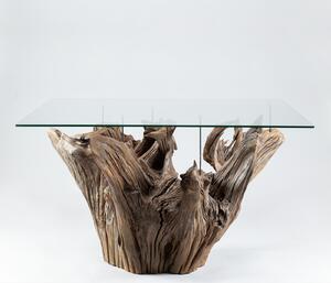 Stůl Root nature konferenční stůl kovové stojky, průhledné sklo