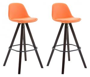 2 ks / set barová židle Franklin syntetická kůže, podnož hranatá cappuccino, oranžová