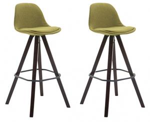 2 ks / set barová židle Franklin látkový potah, podnož hranatá cappuccino (buk), zelená