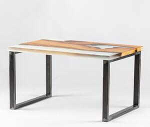 Stůl Leak olše epoxy kovová rozbrušovaná s průhledným práškovým lakem olej stoly konferenční stůl