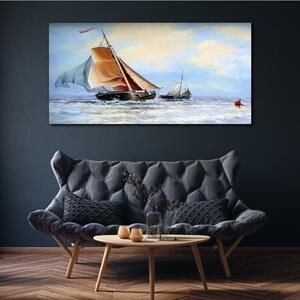 Obraz na plátně Obraz na plátně mořská loď vlny mraky