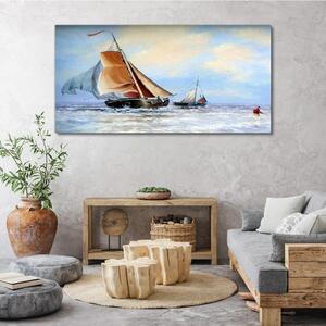 Obraz na plátně Obraz na plátně mořská loď vlny mraky