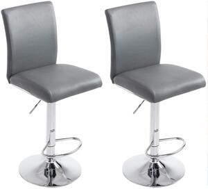 2 ks / set barová židle Köln syntetická kůže, chrom, šedá