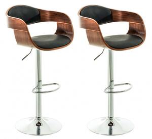 2 ks / set barová židle Kingston syntetická kůže, ořech/černá