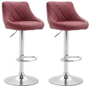 2 ks / set barová židle Lazio syntetická kůže, červená bordó