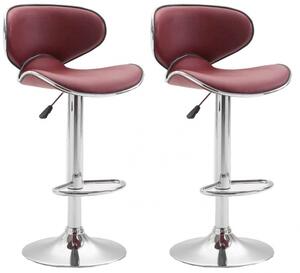 2 ks / set barová židle Las Vegas V2 syntetická kůže, červená bordó