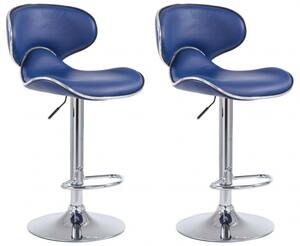 2 ks / set barová židle Las Vegas V2 syntetická kůže, modrá