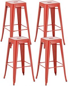 4 ks / set barová židle Factory, červená