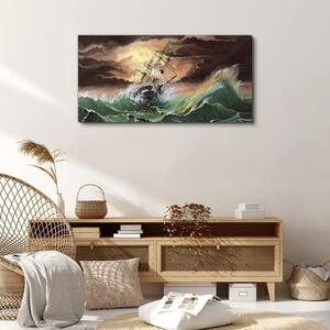 Obraz na plátně Obraz na plátně Loď loď oceánu bouří vlny