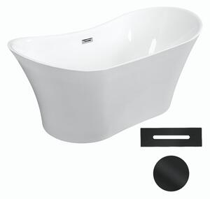 Besco Akrylátová volně stojící vana Amber 170x80 Barva: Bílá, Rozměry (cm): 170x80, Typ a barva výpustě: Click-Clack s přepadem, černá
