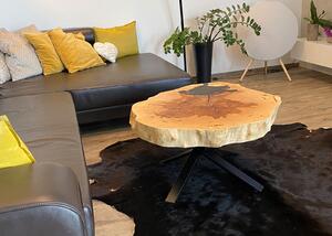 Stůl Mountain Maple javor horský epoxy kovová s práškovým černým a lesklým lakem olej stoly