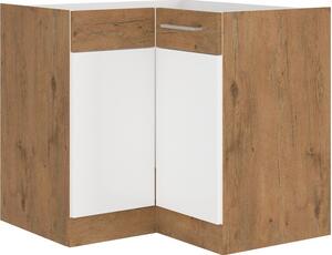 Rohová kuchyňská skříňka spodní 83 x 83 cm 26 - MYSTIC - Cappucino lesklá / Dub artisan
