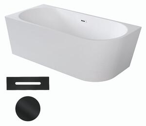 Besco Akrylátová volně stojící rohová vana Zoya 150x75 (170x80) bílá Rozměry (cm): 170x80, Typ a barva výpustě: Click-Clack s přepadem, černá, Orientace: Levá